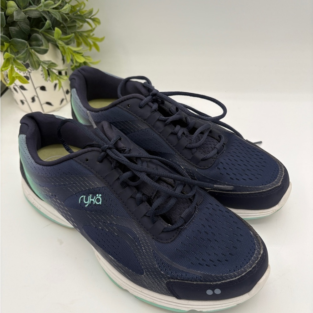 Ryka Dark Blue and Light Green Sneakers 9 1/2 Wide